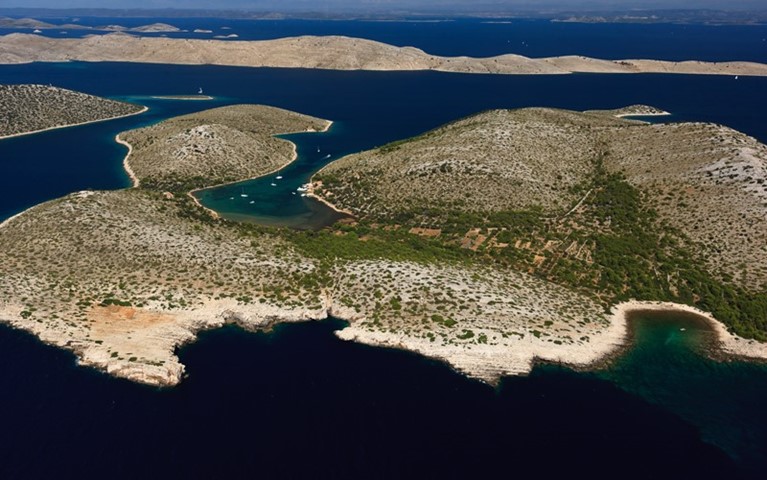 Saltworks on the island of Lavsa